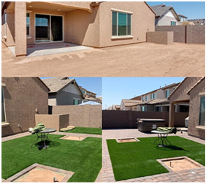 Before and after of a yard adding green grass | Always Green Turf - Premier Provider of Artificial Grass & Turf in the Phoenix, Arizona area