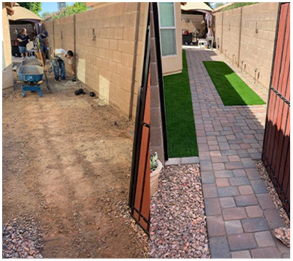 Before and after photos showing beautiful pavement and green turf | Always Green Turf - Premier Provider of Artificial Grass & Turf in the Phoenix, Arizona area