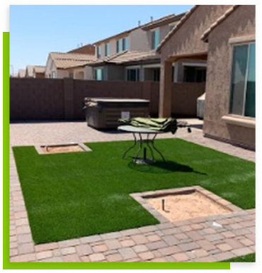 A backyard with green grass | Always Green Turf - Premier Provider of Artificial Grass & Turf in the Phoenix, Arizona area