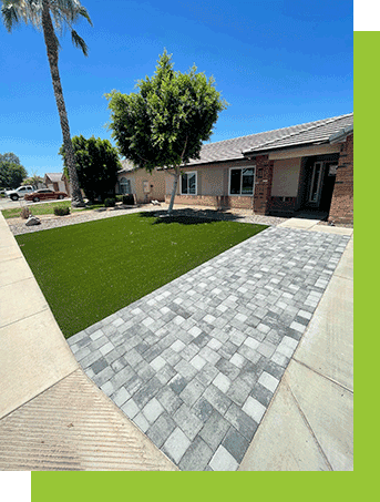 Always Green Turf | Front yard with paver and trees