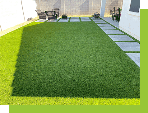 Always Green Turf | Backyard with green turf and pavers