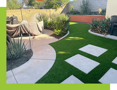 Always Green Turf | Backyard with Always Green Turf grass and pavers