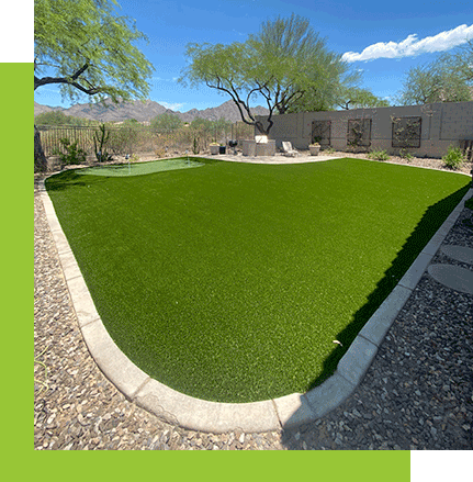 Always Green Turf | Backyard with artificial turf with rocks